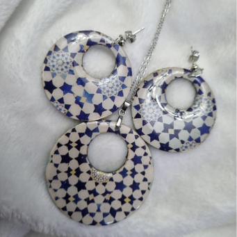 خرید ست گوشواره و گردنبند طرح کاشیکاری ایرانی